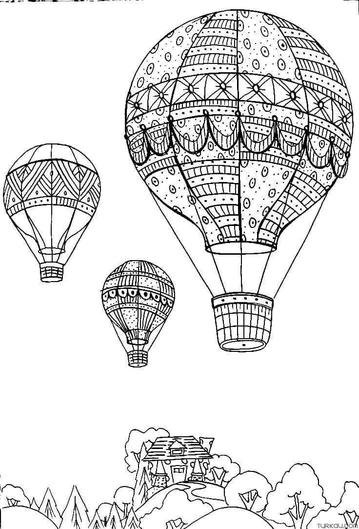 Základní tři horkovzdušné balóny omalovánka