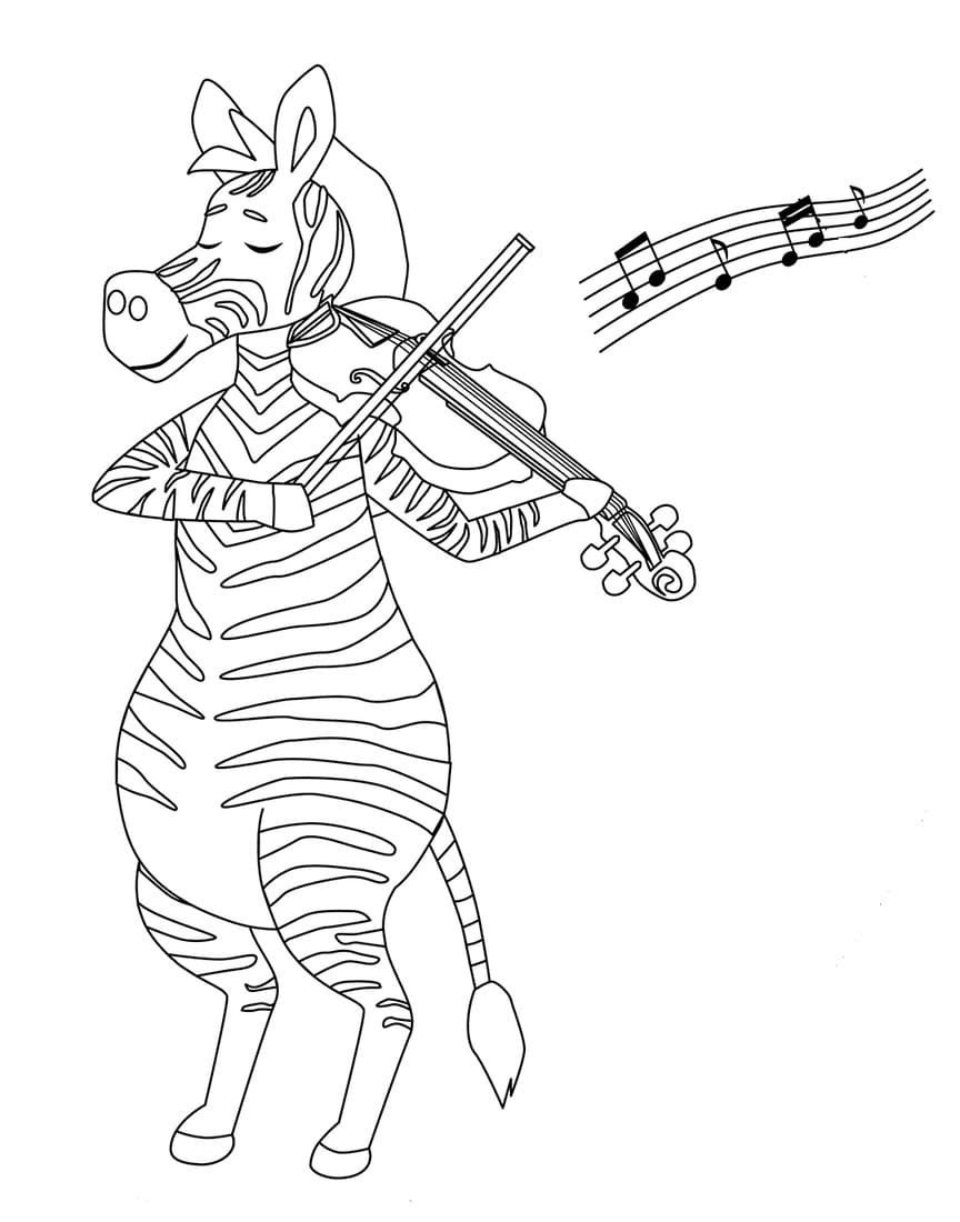 Zebra hraje na housle omalovánka