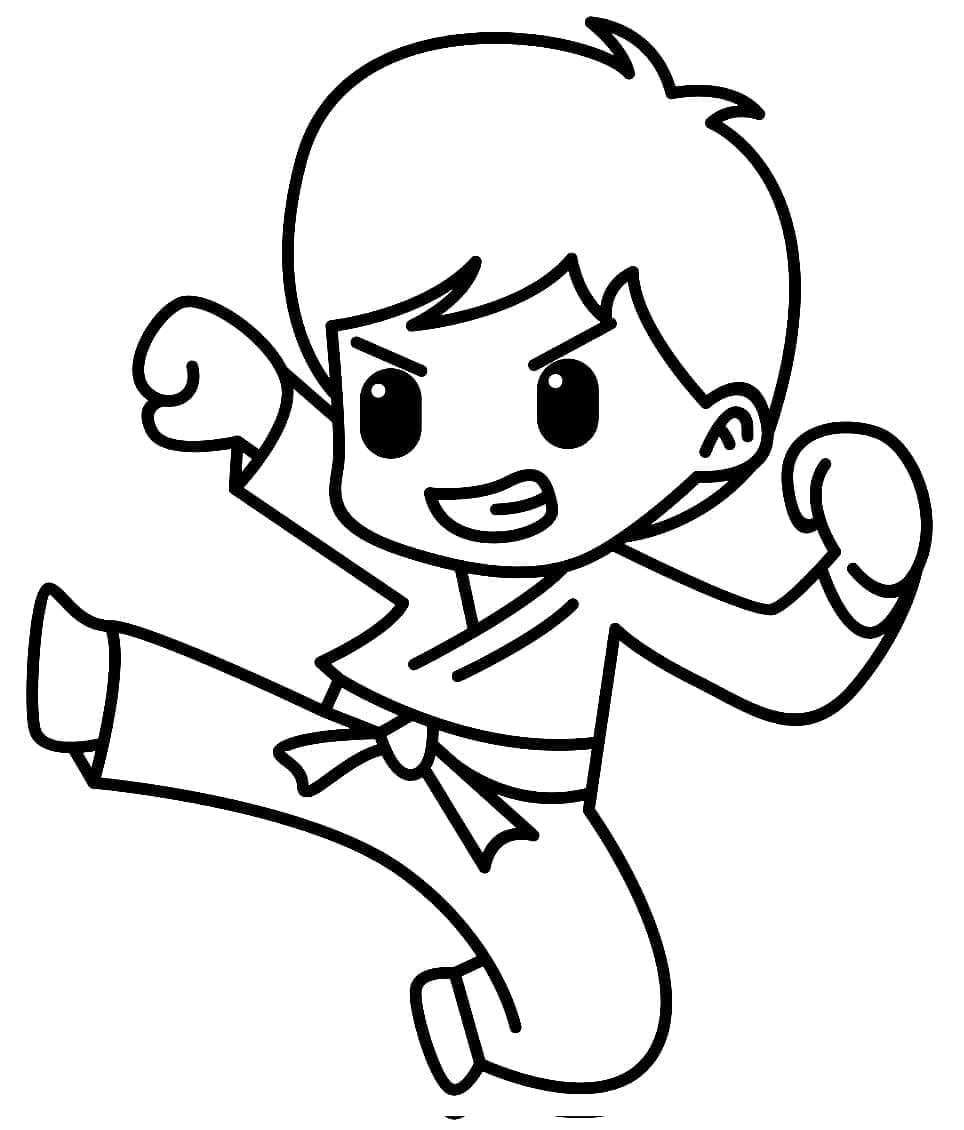 Malý chlapec Karate omalovánka