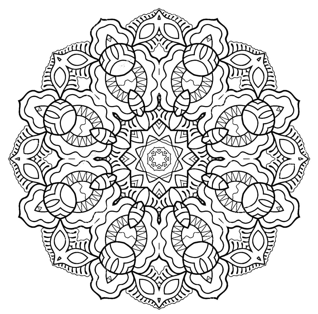 Mandala sněhová vločka omalovánka