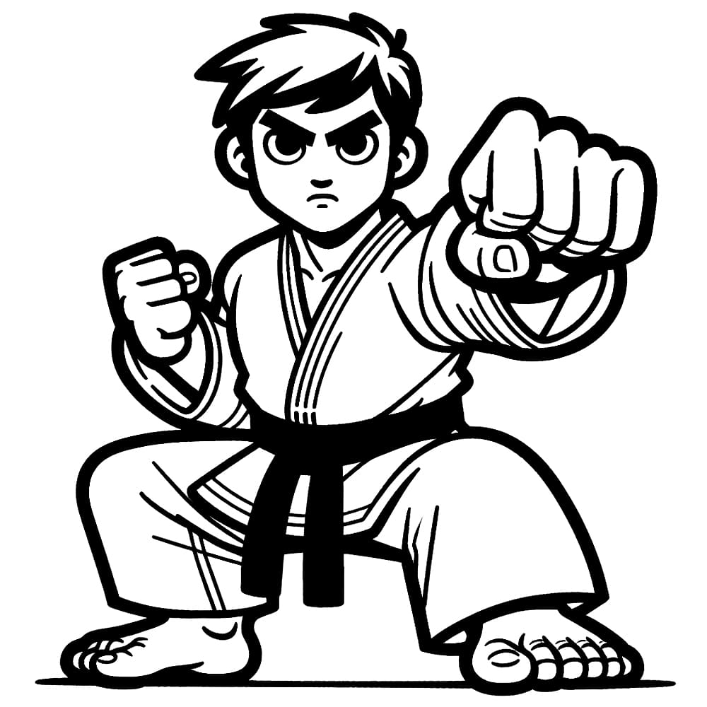 Obrázek osnovy karate omalovánka