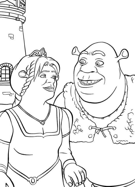 Rozkošný Shrek a Fiona omalovánka