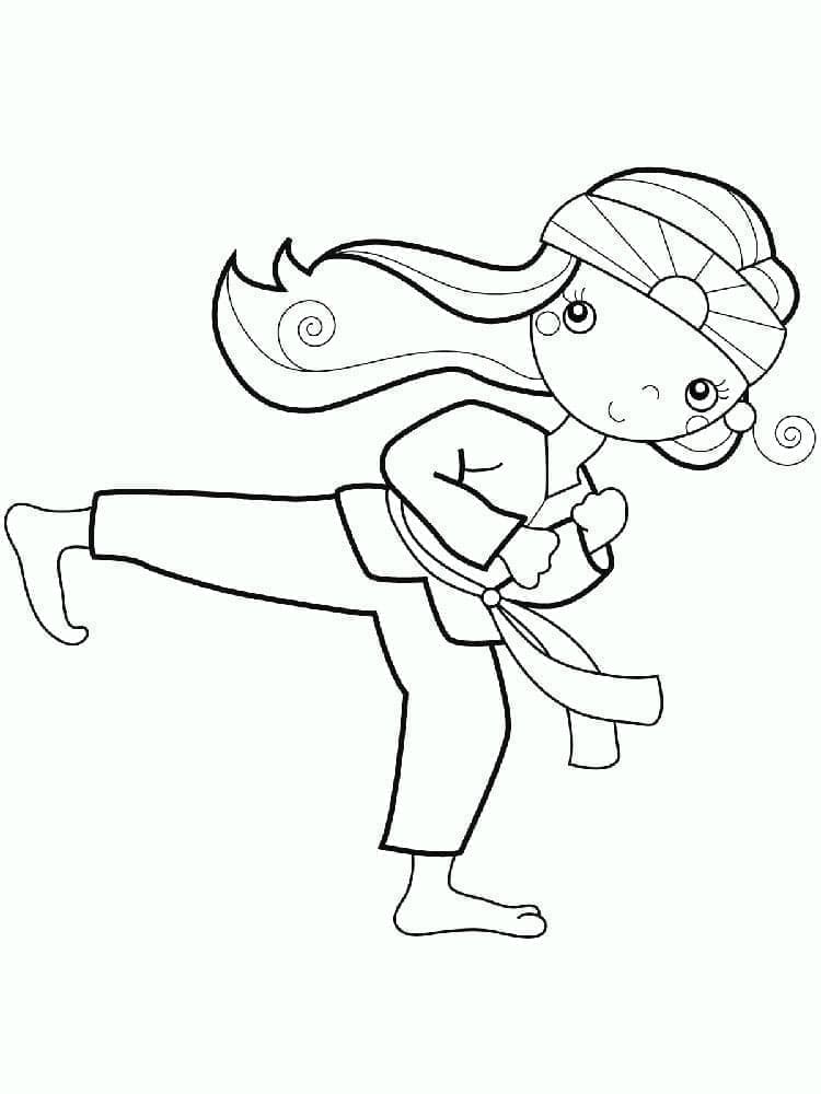 Roztomilá dívka Karate omalovánka