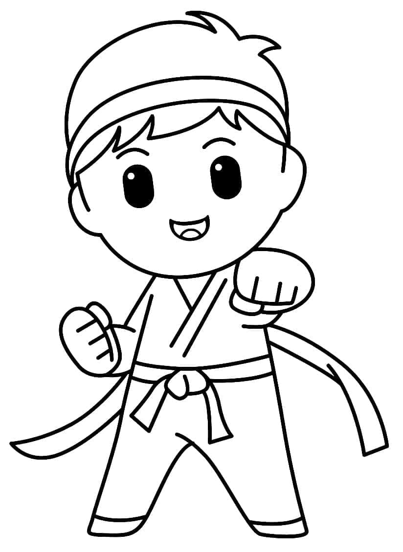 Roztomilý chlapec Karate omalovánka