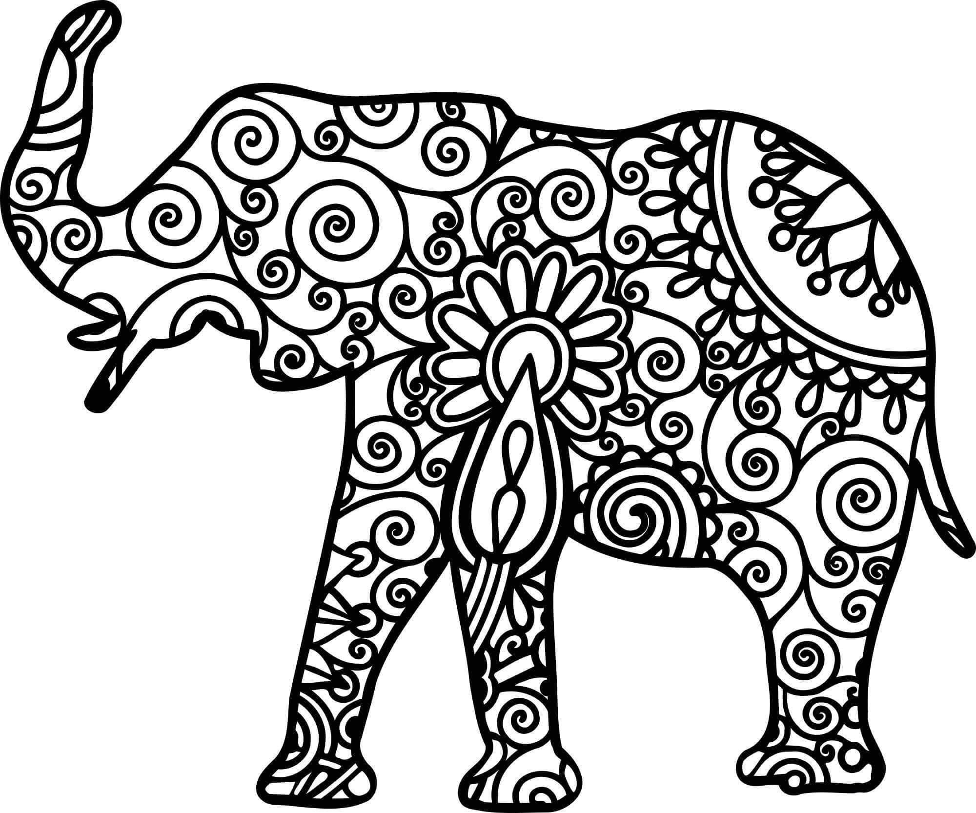 Sloní Mandala omalovánky