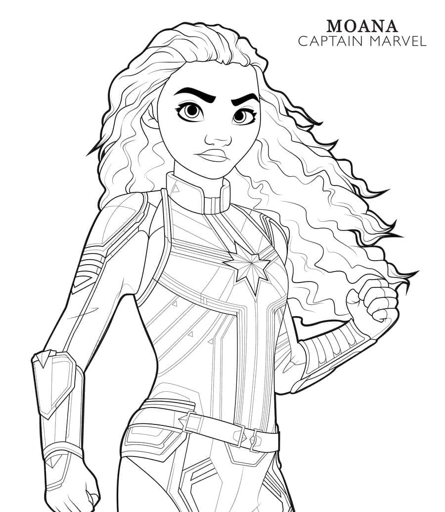 Vaiana Captain Marvel omalovánka