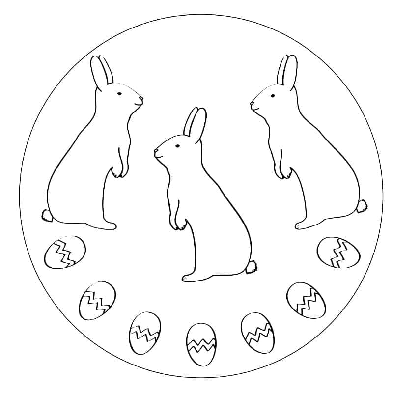 Velikonoční mandala s králíky omalovánka