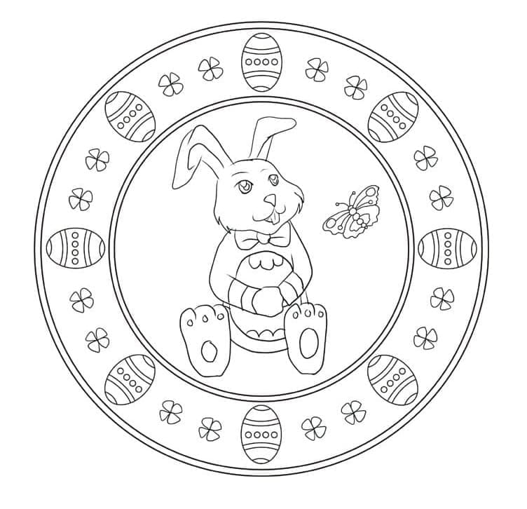 Velikonoční zajíček Mandala omalovánka