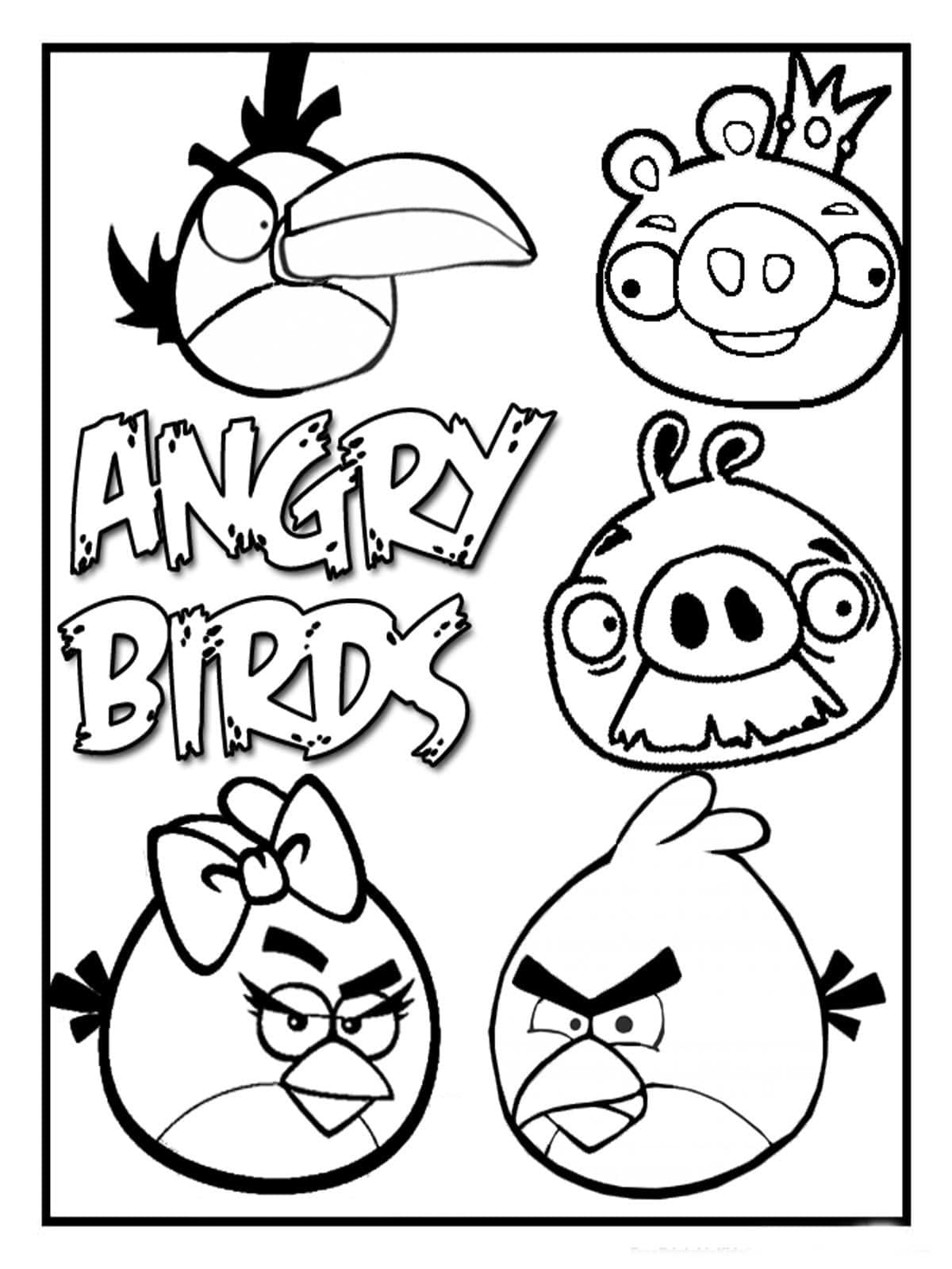 Angry Birds k tisku zdarma omalovánka