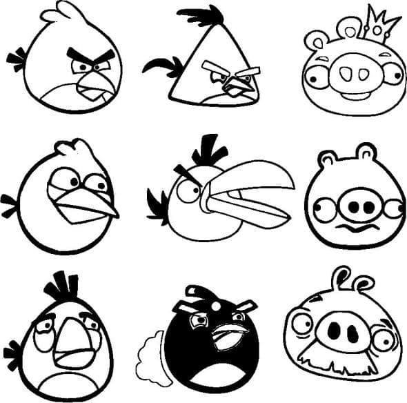 Angry birds všichni ptáci omalovánka