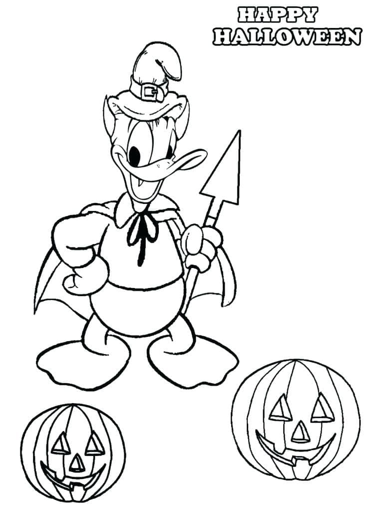 Kačer Donald na Halloween omalovánka