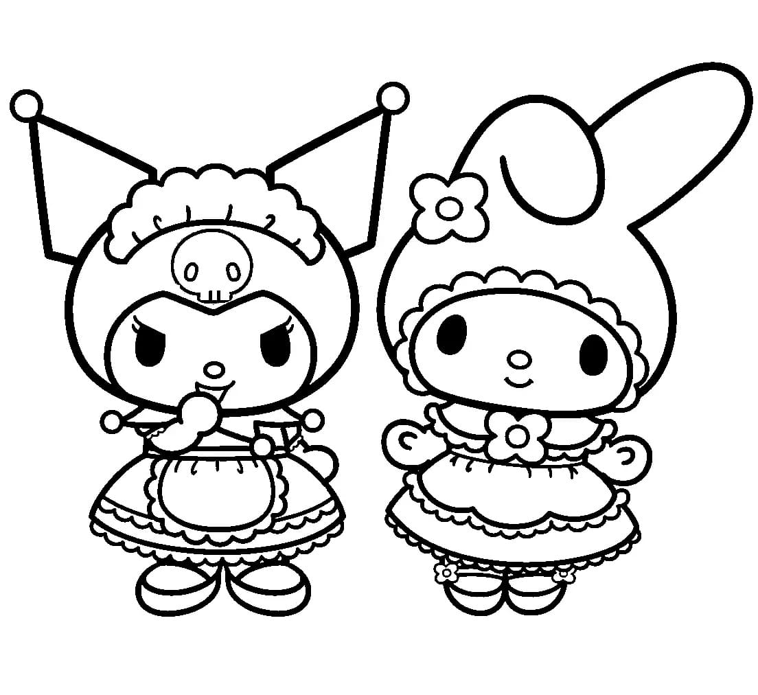 Omalovánka Nakreslete Kuromi s My Melody