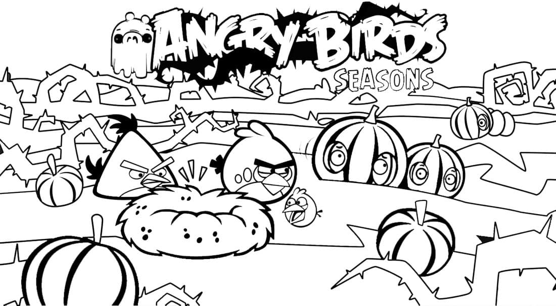 Nakreslete halloween Angry Birds omalovánka