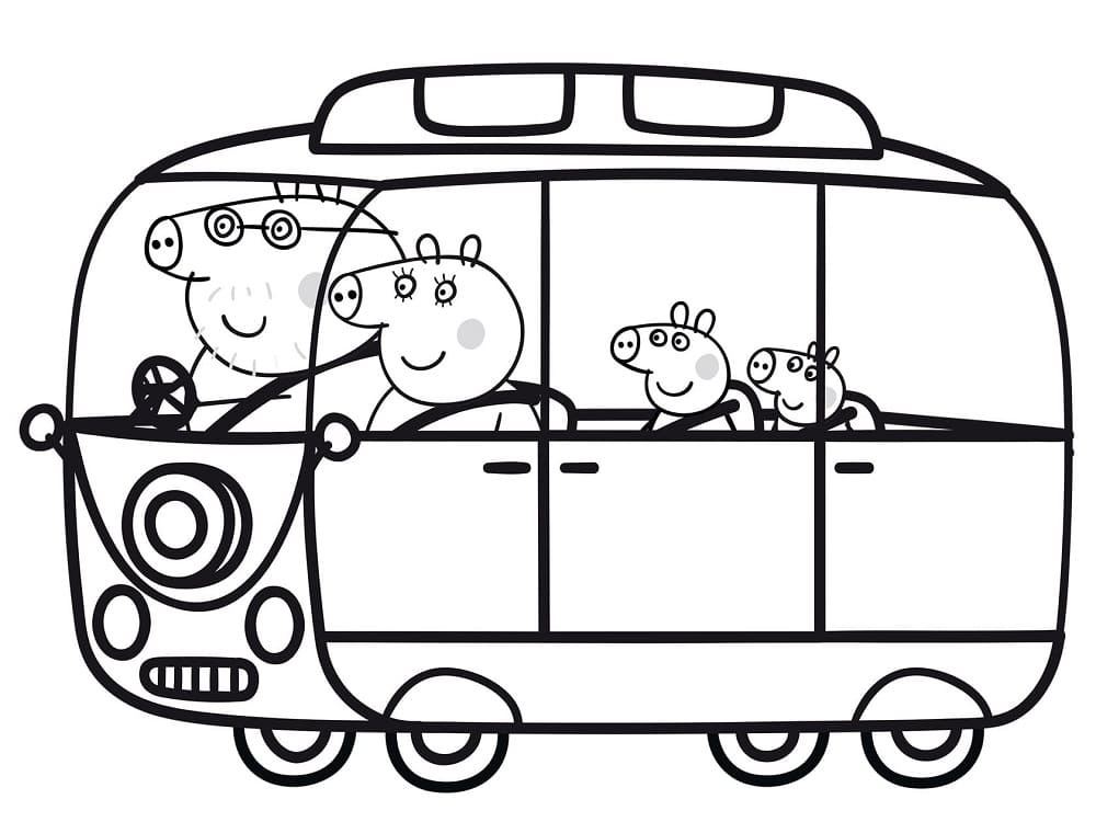 Prasátko Peppa v autobuse omalovánka