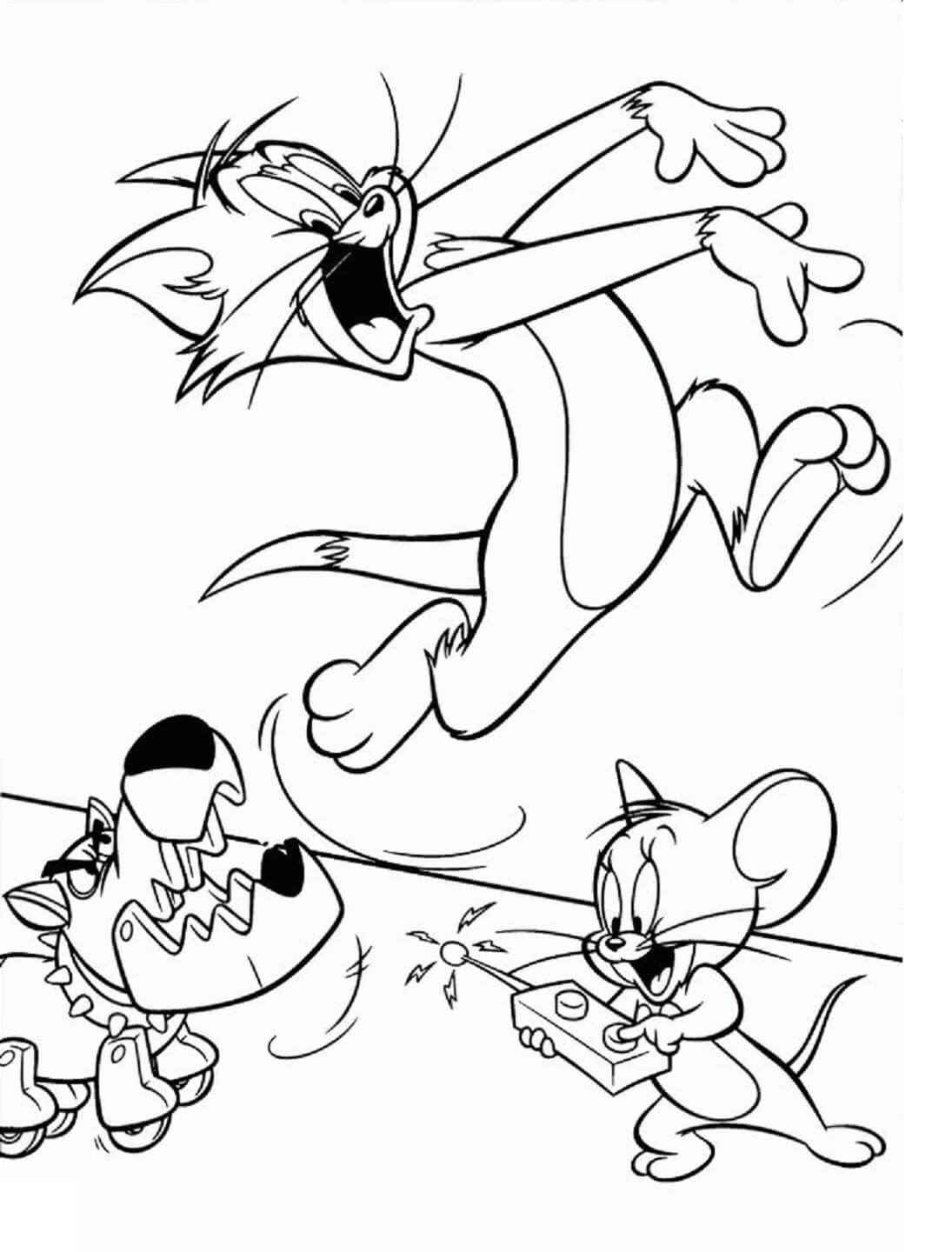 Omalovánka Tom A Jerry Se Psem Robotem