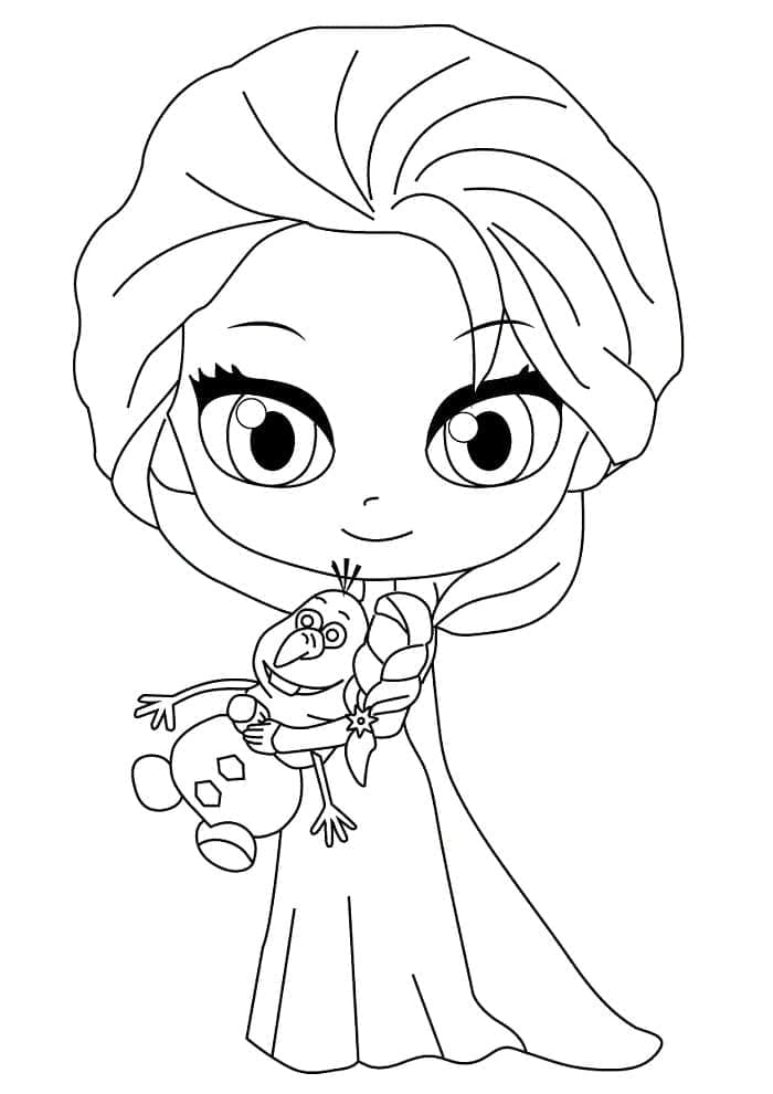 Chibi Elsa je roztomilá omalovánka