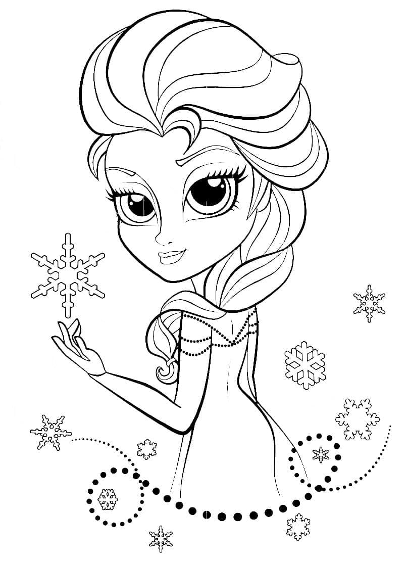 Omalovánka Kresba k tisku Chibi Elsa