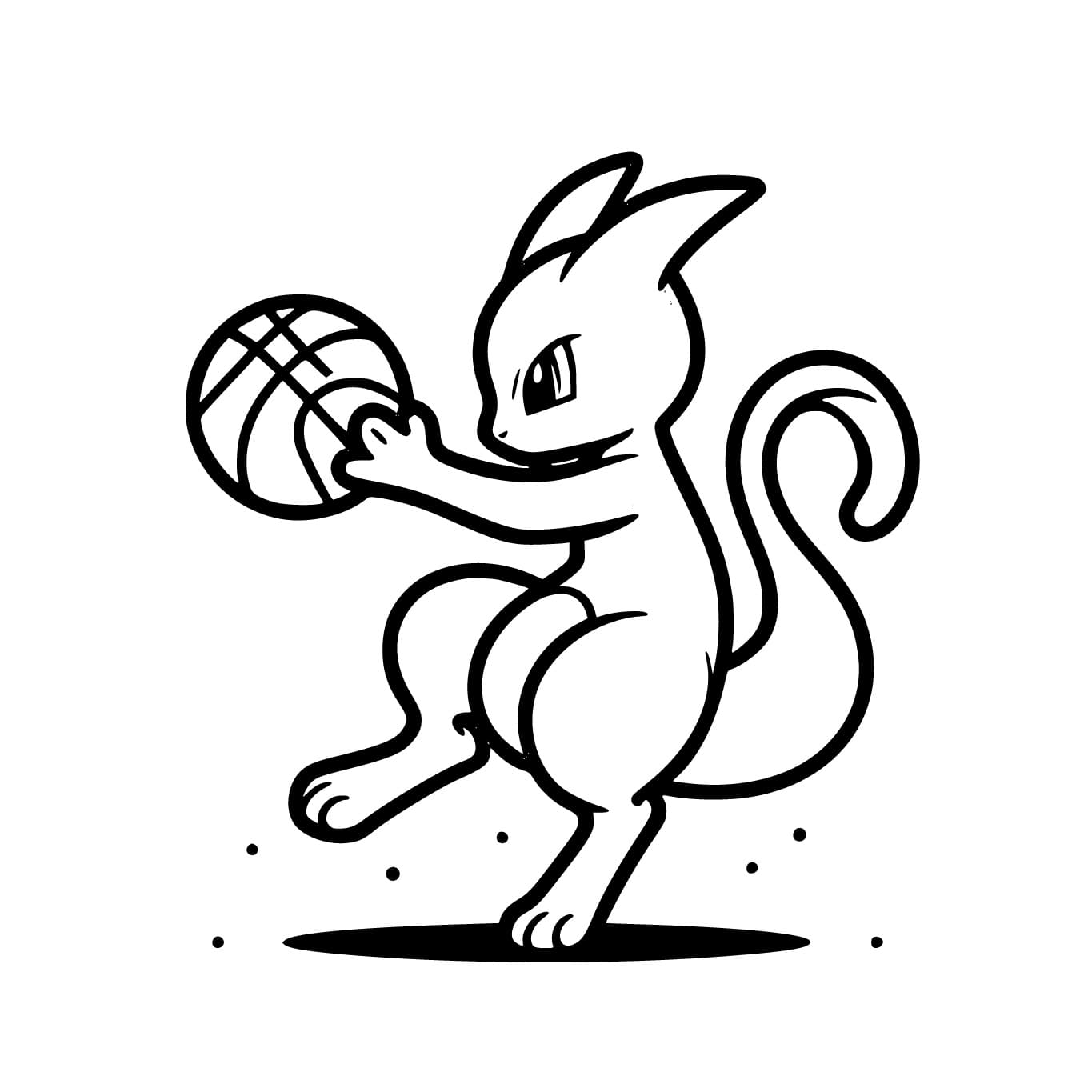 Omalovánka Mewtwo hraje basketbal