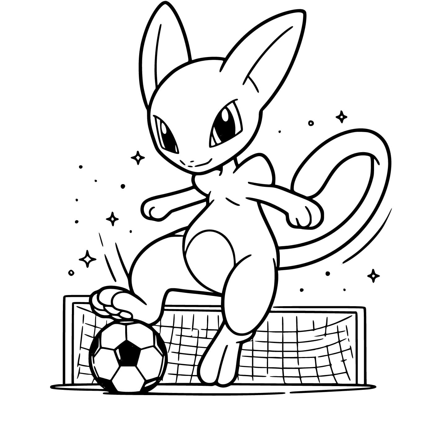 Mewtwo hraje fotbal omalovánka