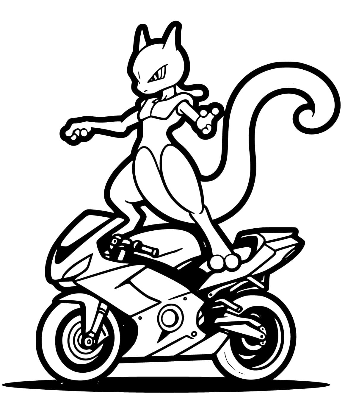 Mewtwo na motorce omalovánka