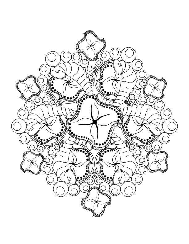 Abstraktní květinová mandala bezplatný omalovánka