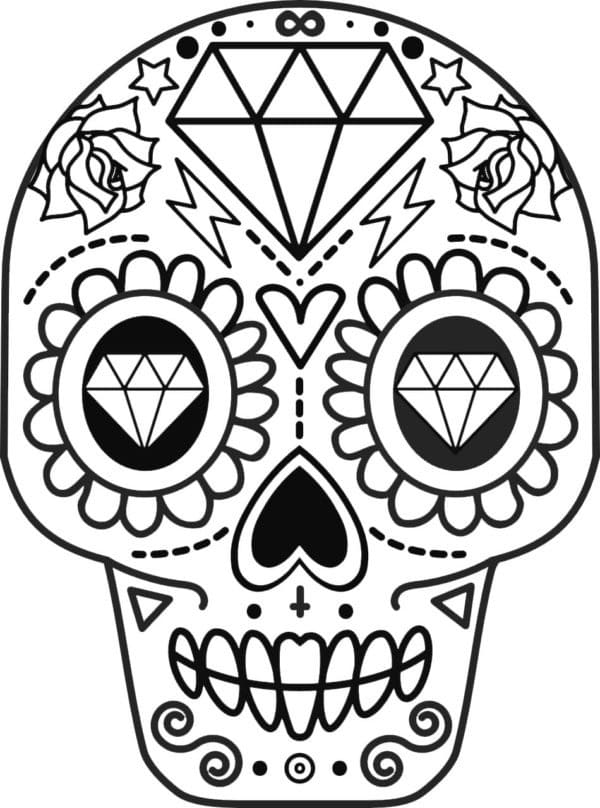 Kreslení Calavera a diamant omalovánka