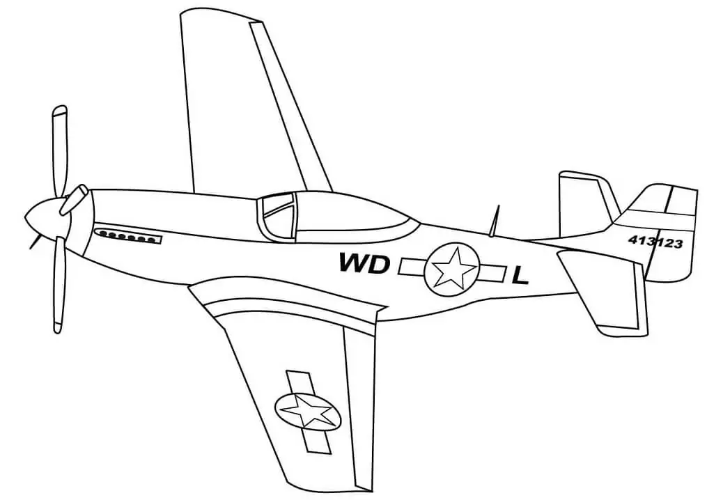 Omalovánka Stíhací letoun P-51 Mustang