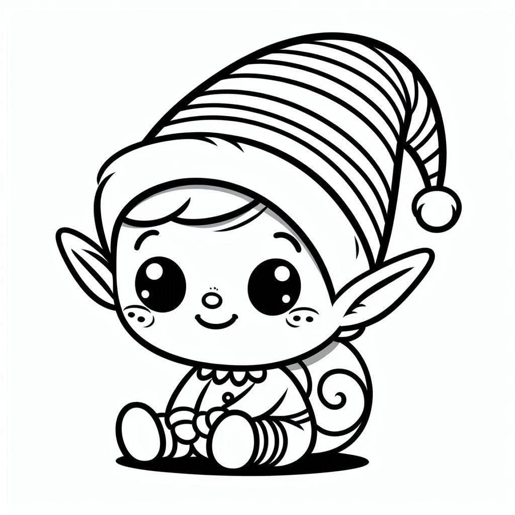 Omalovánka Vánoční skřítek chibi