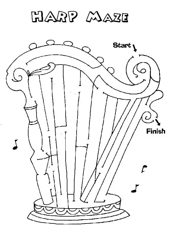Harfové bludiště omalovánka