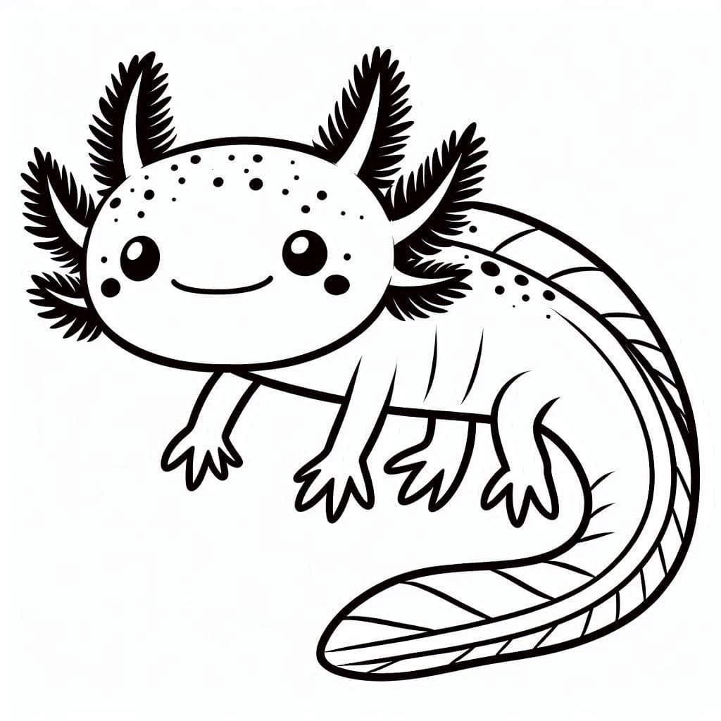 Kresba Axolotl roztomilá omalovánka