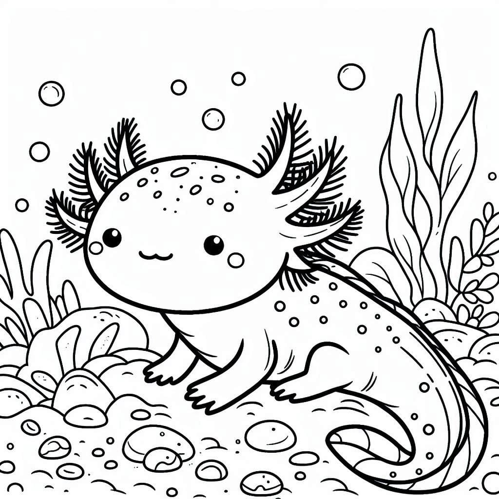 Kreslení Axolotl zdarma omalovánka