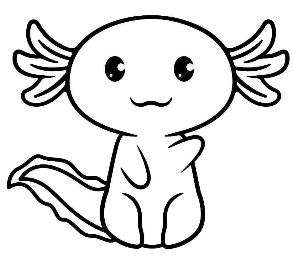 Nakreslete Kawaii Axolotl omalovánka