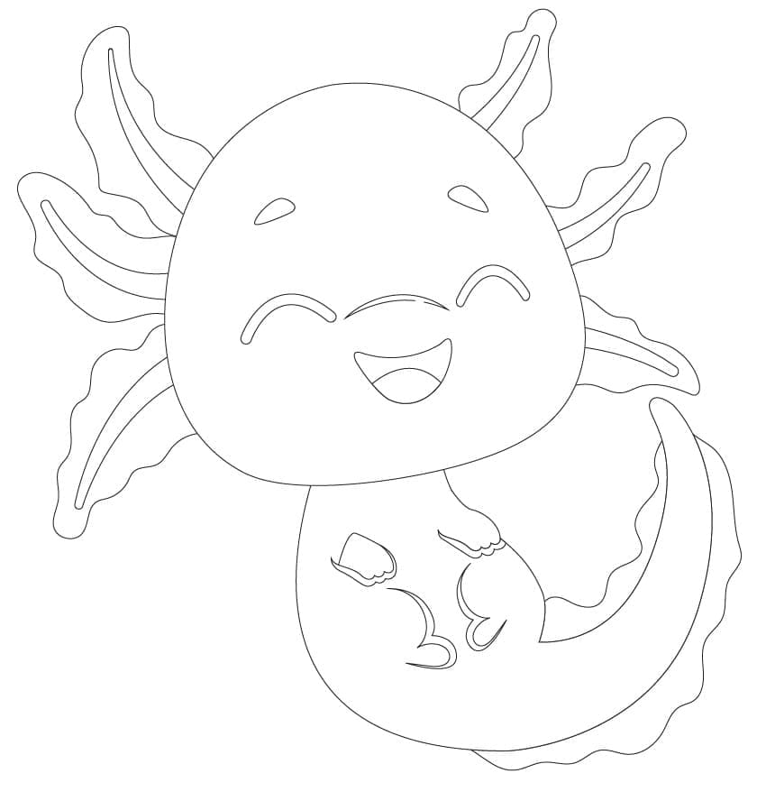 Smějící se Axolotl omalovánka