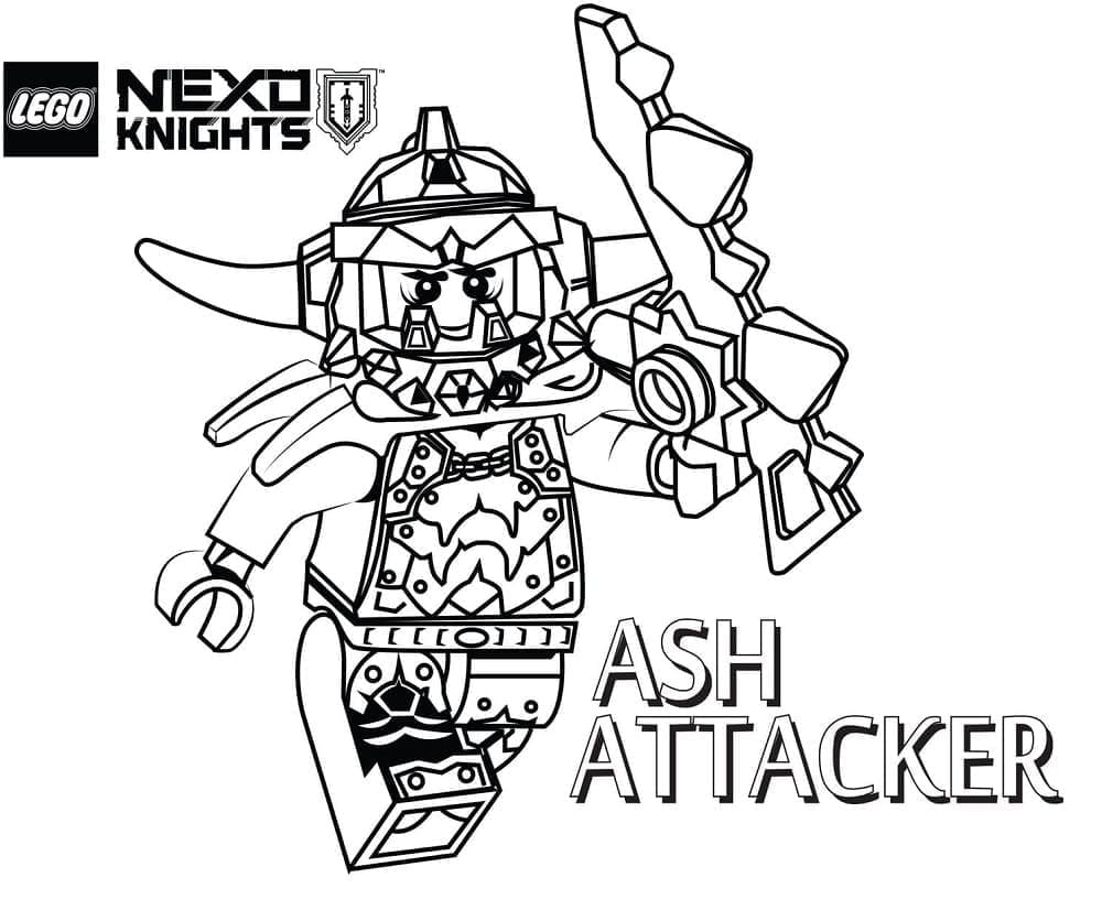 Kreslit Ash Attacker z Lego Nexo Knights omalovánka