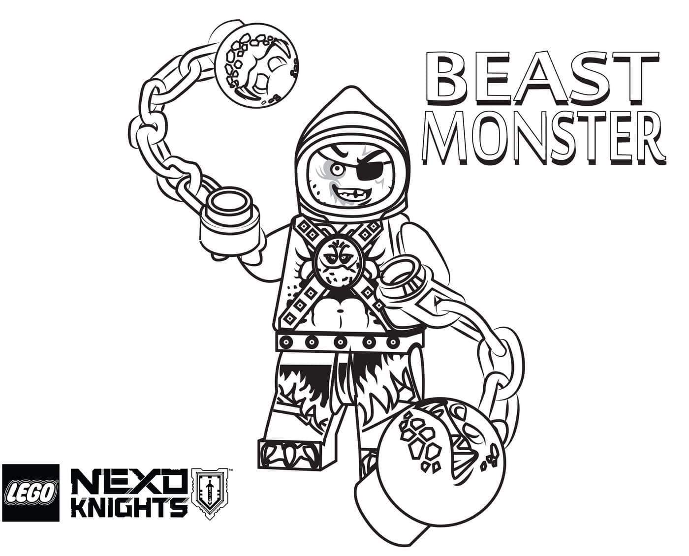 Kreslit Beast Monster z Lego Nexo Knights omalovánka