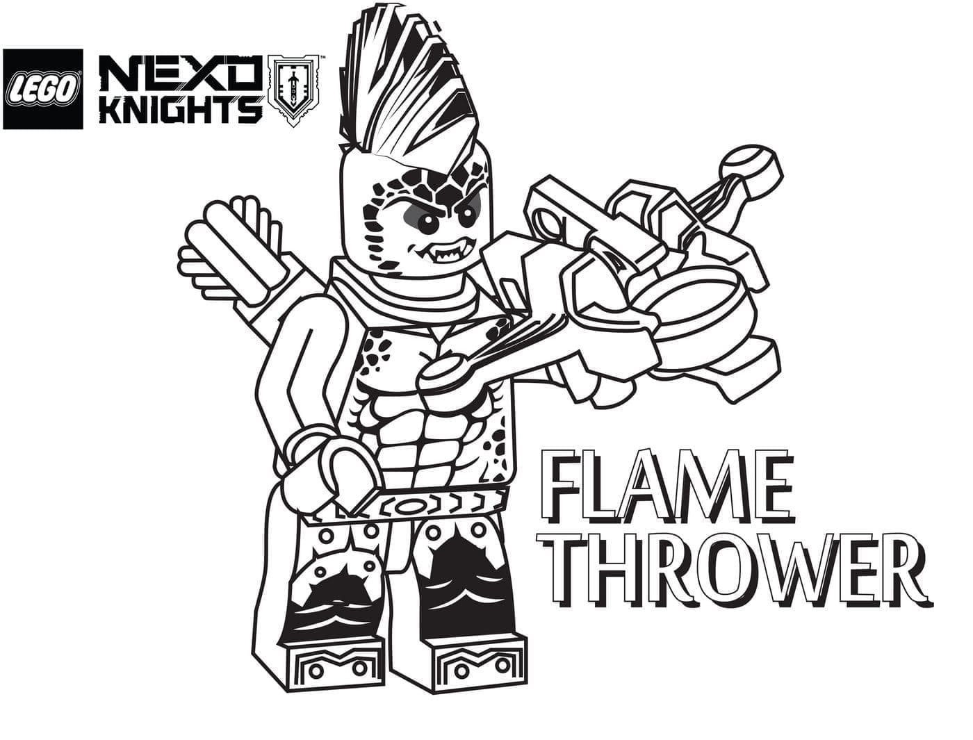 Kreslit Flame Thrower z Lego Nexo Knights omalovánka