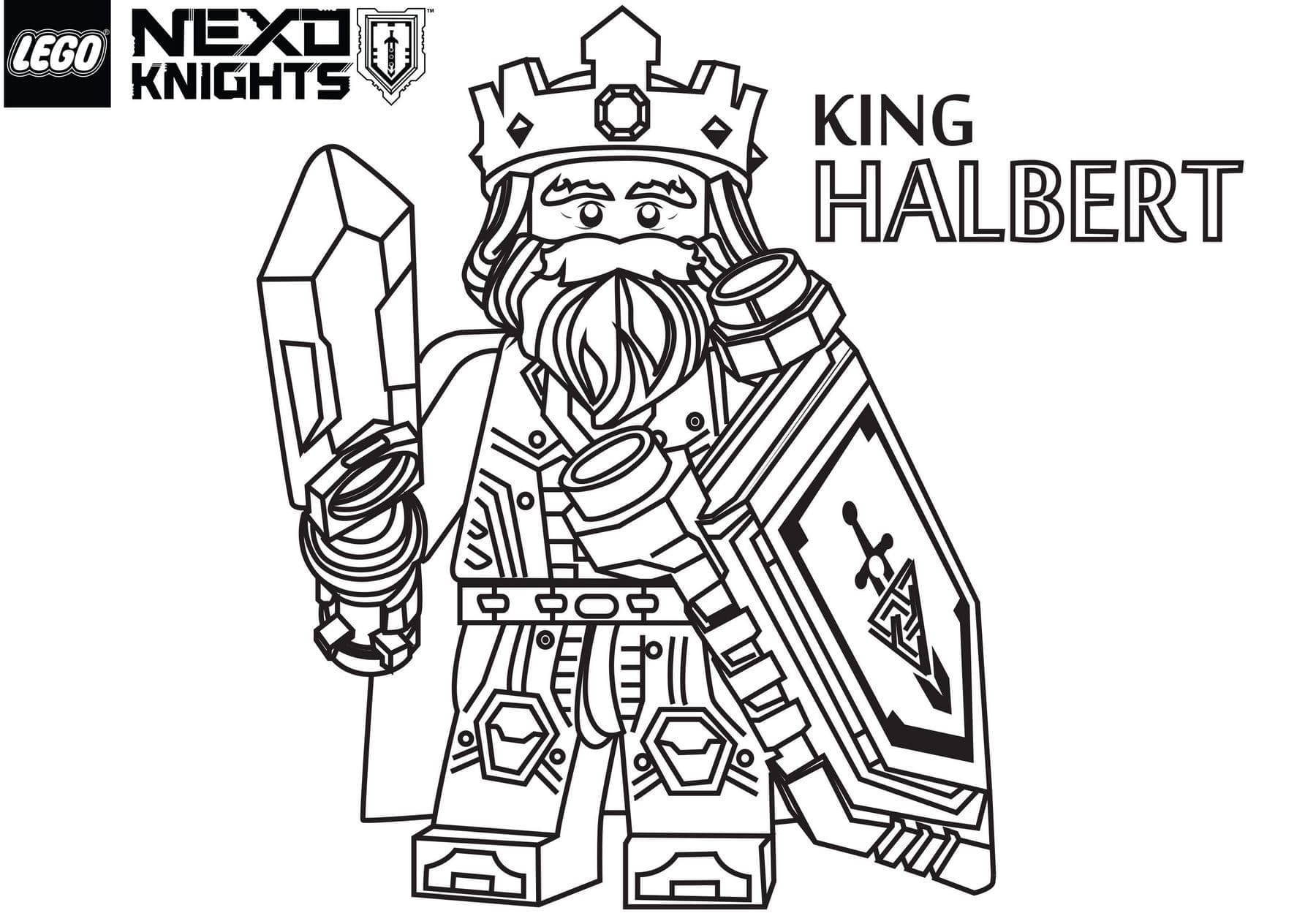 Kreslit King Halbert z Lego Nexo Knights omalovánka