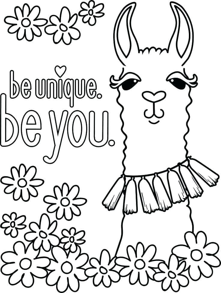 Lama Be Unique Be You omalovánka