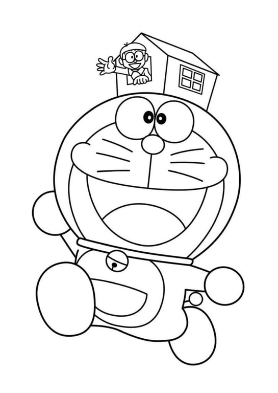 Doraemon a Malý dům omalovánka