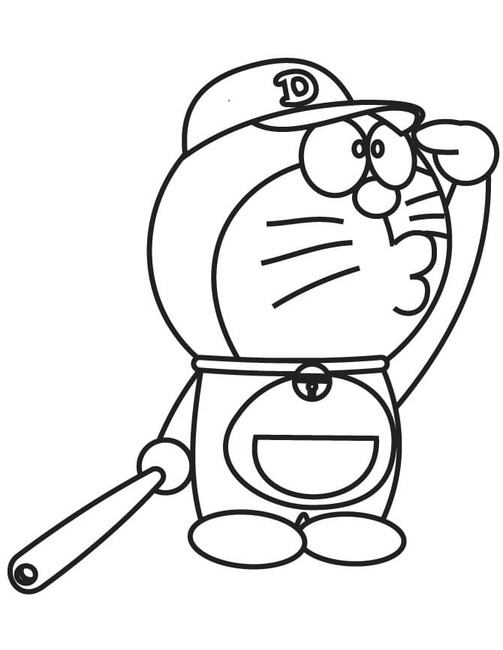 Doraemon hraje baseball omalovánka