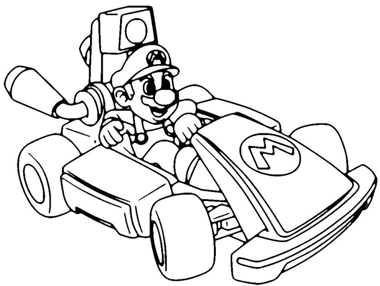 Kresba Mario Kart omalovánka