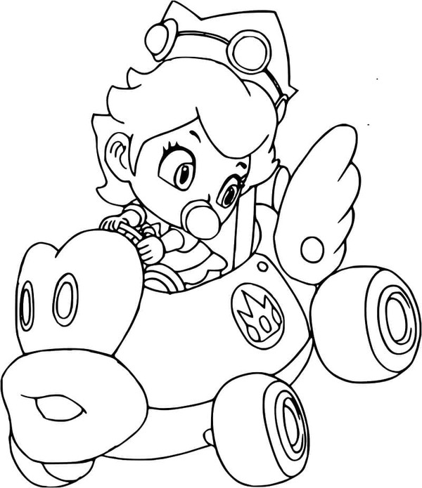 Kreslení Baby Peach v Mario Kart omalovánka