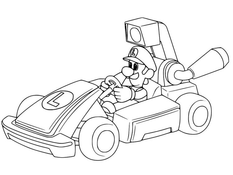 Kreslení Luigi v Mario Kart omalovánka