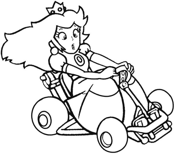 Kreslení Mario Kart Princezna Peach omalovánka