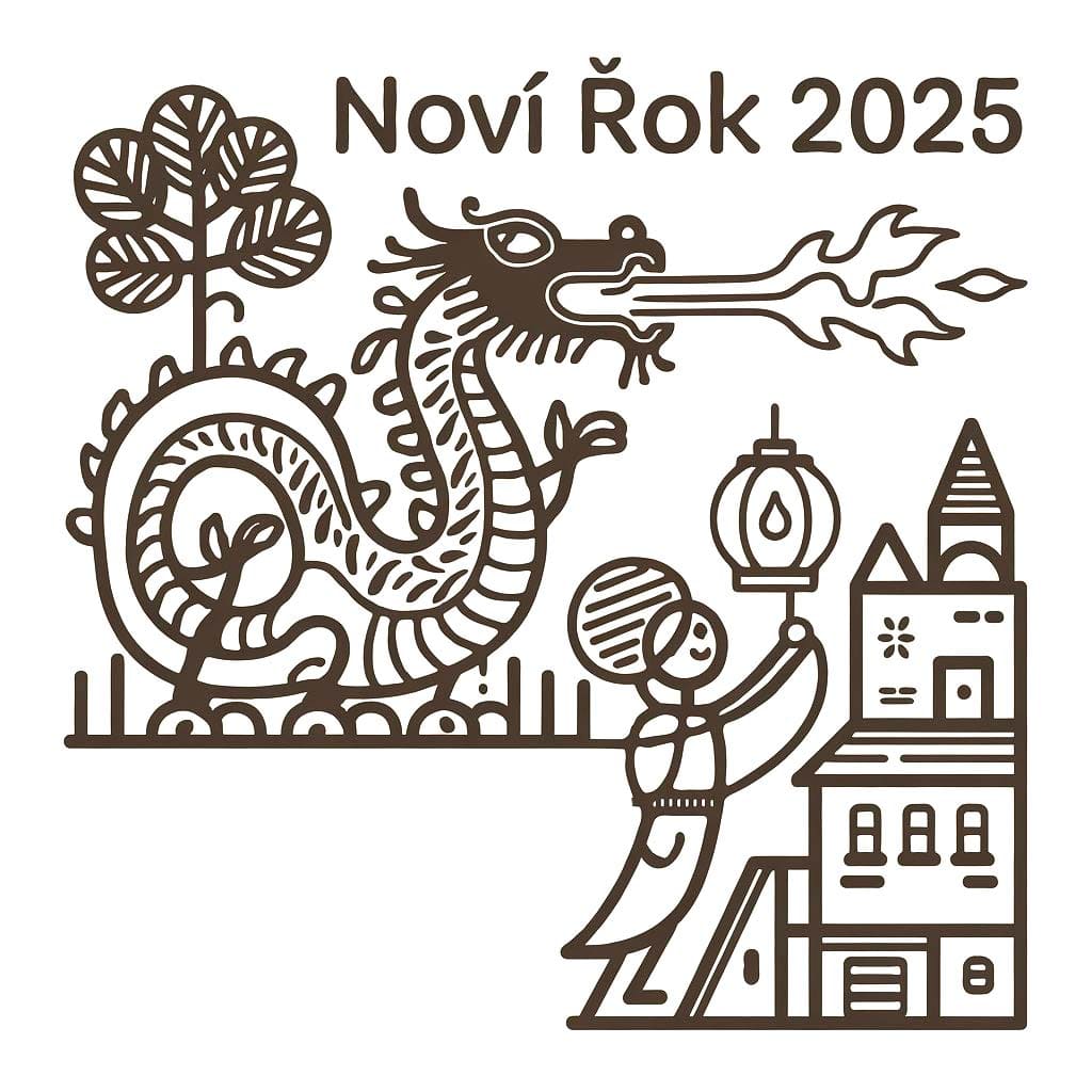 Kreslení Nový rok 2025 tisk omalovánka