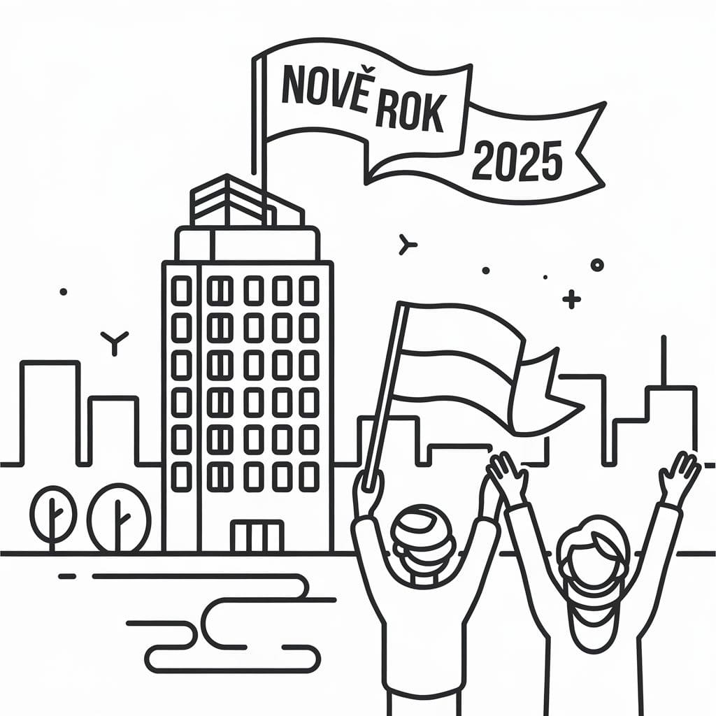 Kreslení Nový rok 2025 u dětí omalovánka