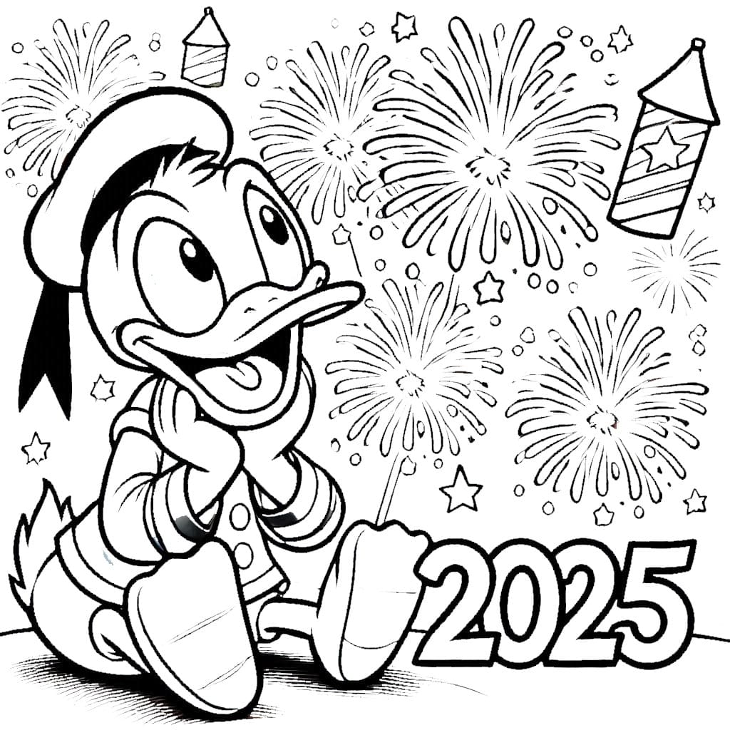 Kreslení jednoduše Nový rok 2025 omalovánka