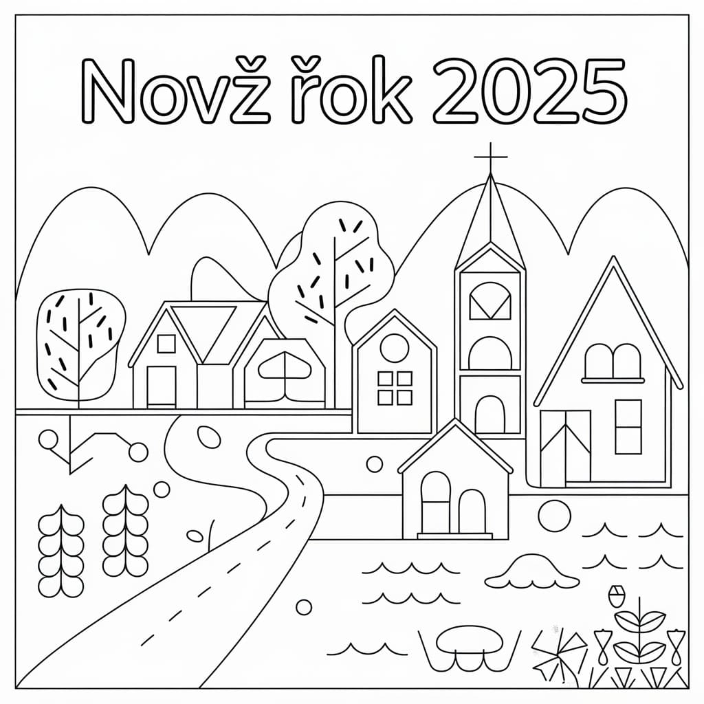 Nakreslete Nový rok 2025 omalovánka