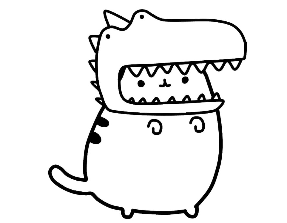 Nakreslete dinosaura Pusheen omalovánka