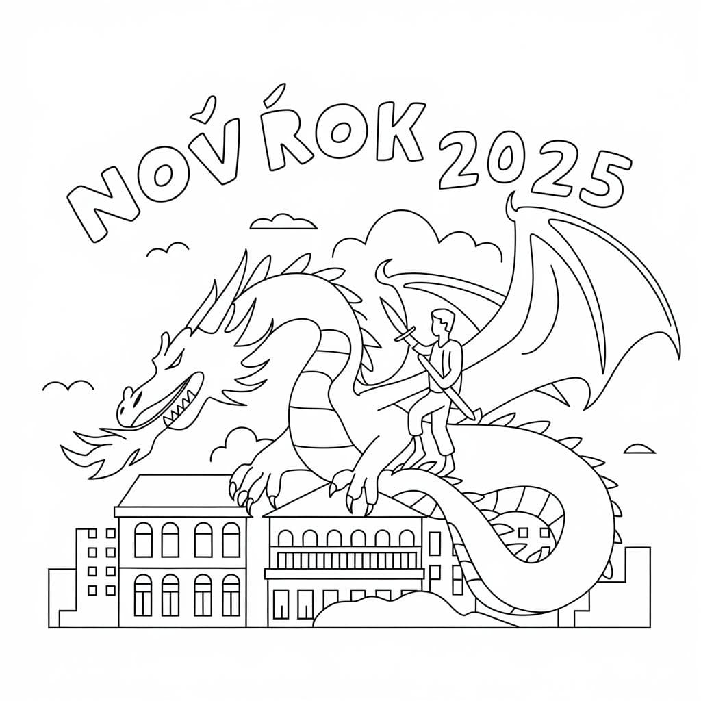 Nový rok 2025 Kreslení 3 omalovánka